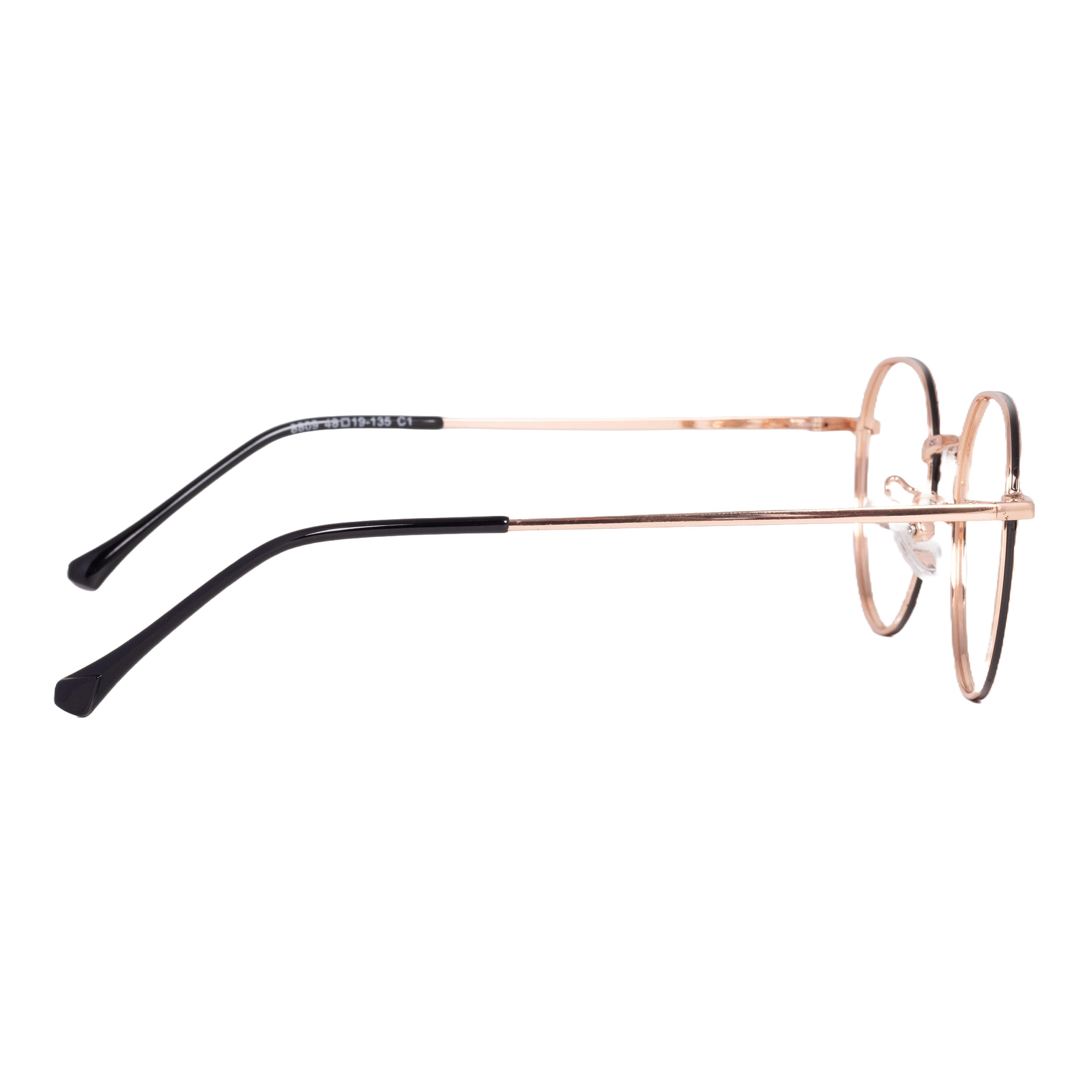 Round Golden & Black Full Rim Metal Frame