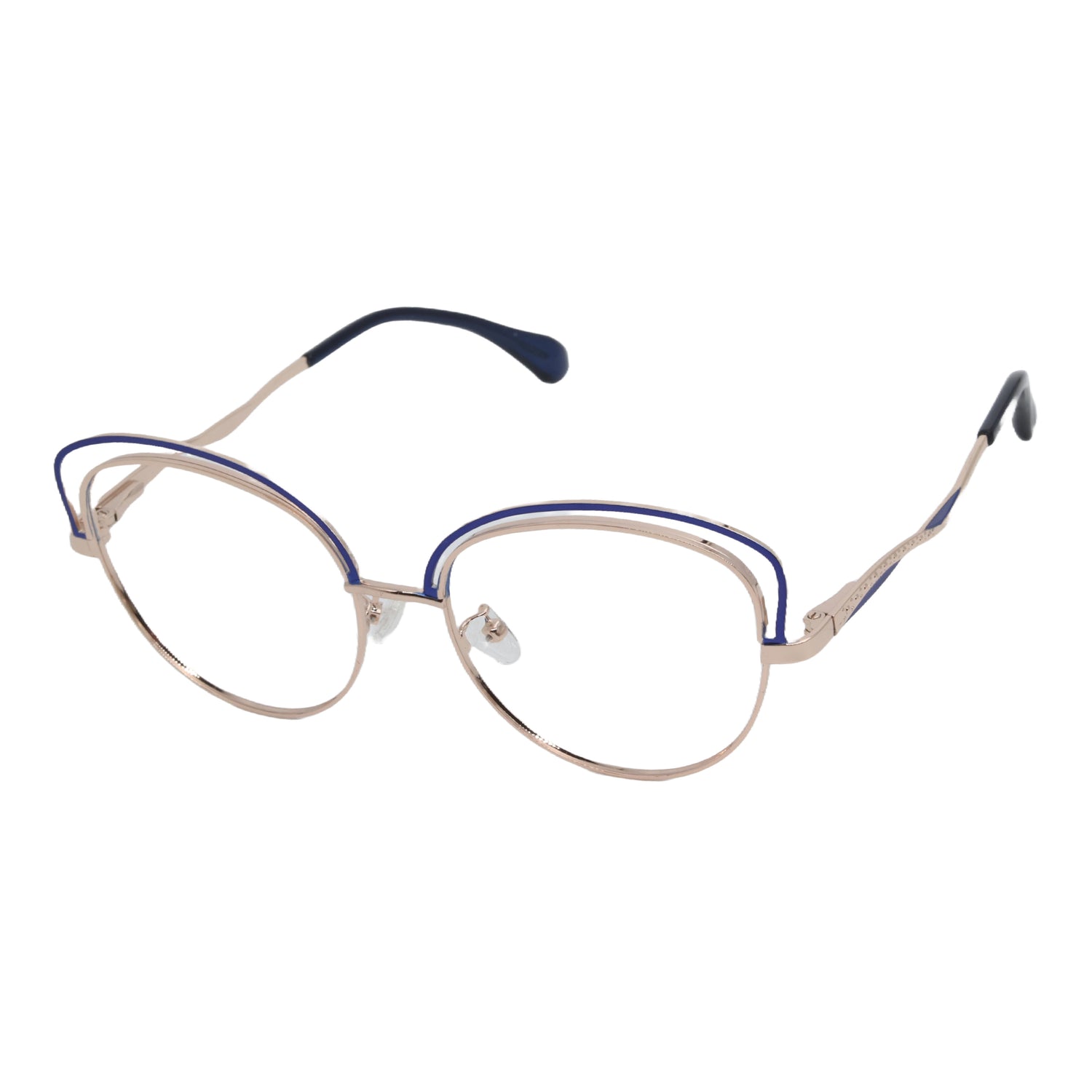 Golden & blue silver cat eye oversized frame for women