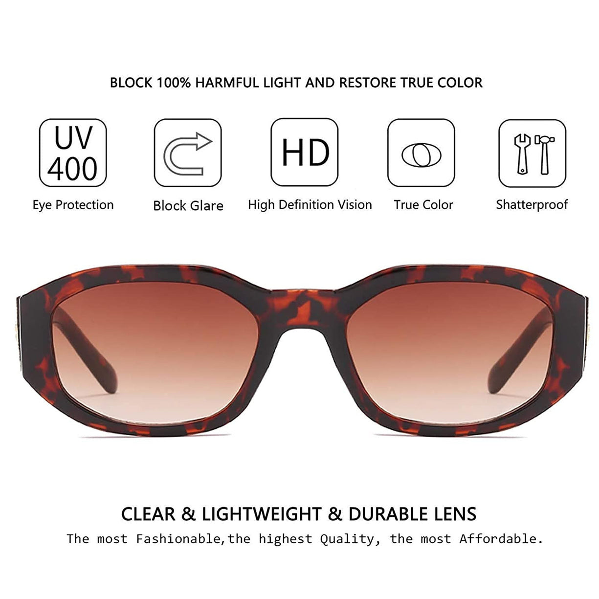 Tiger print VINTAGE RECTANGULAR SUNGLASSES thick side design