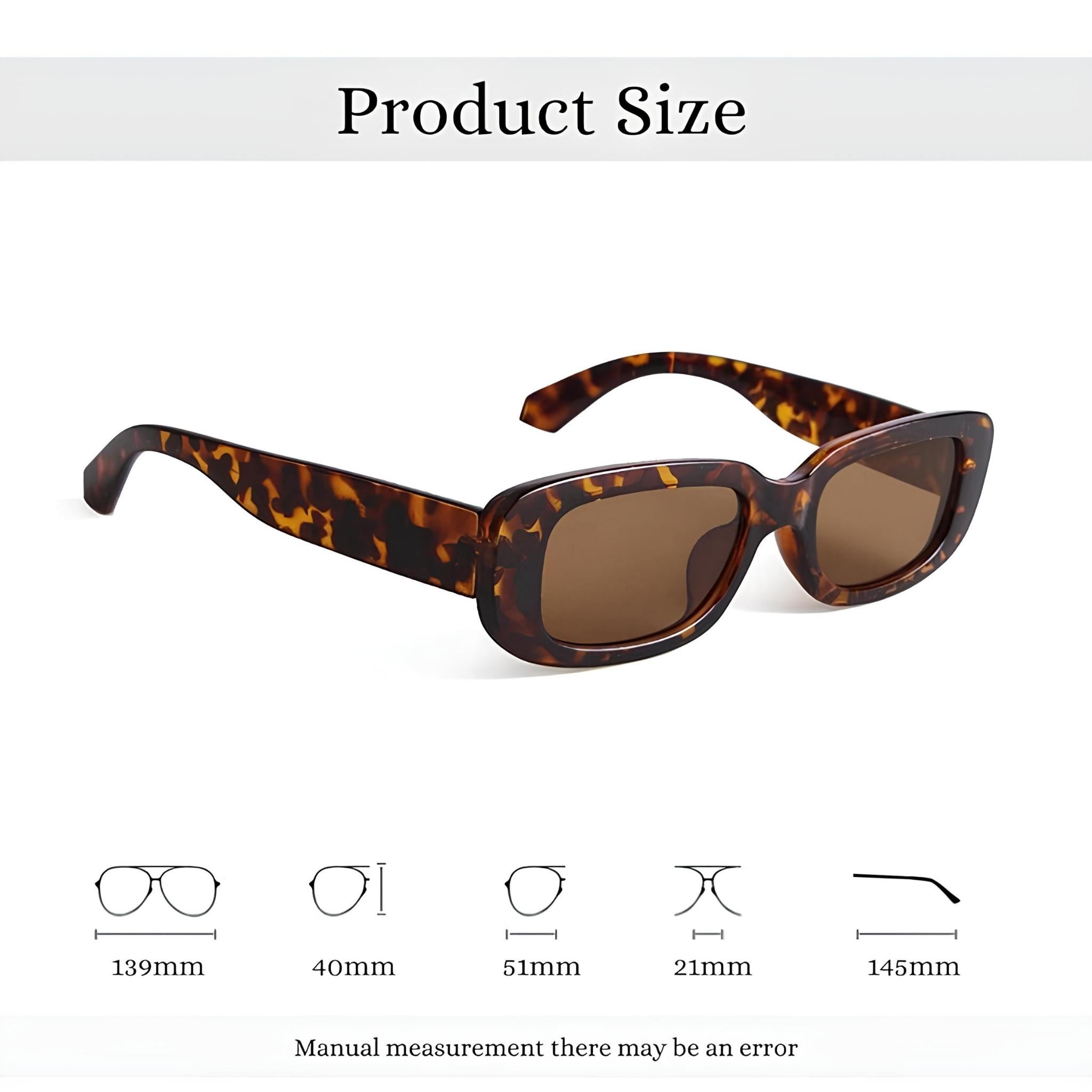Rectro Series Retro Rectangular Sunglasses - Leopard Print