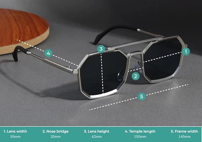 Pathan UV Sunglasses Protected Vintage Square Sunglasses for Men, Polygon Metal Frames