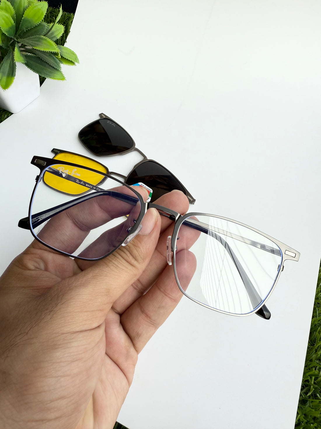 Regular rectangular shape clip-on eyeglasses