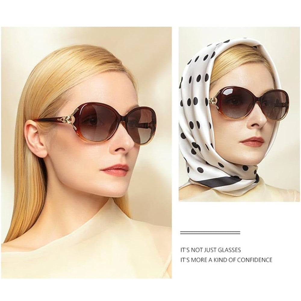 Oval trendy design brown sunglasses for women