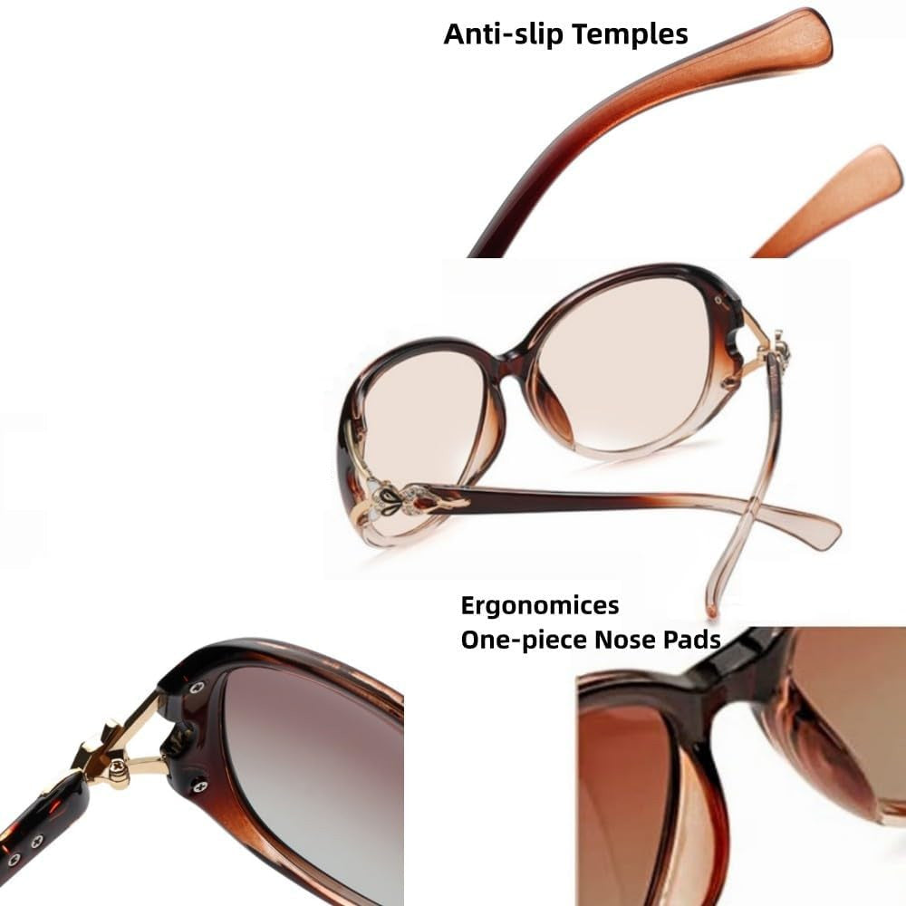 Oval trendy design brown sunglasses for women