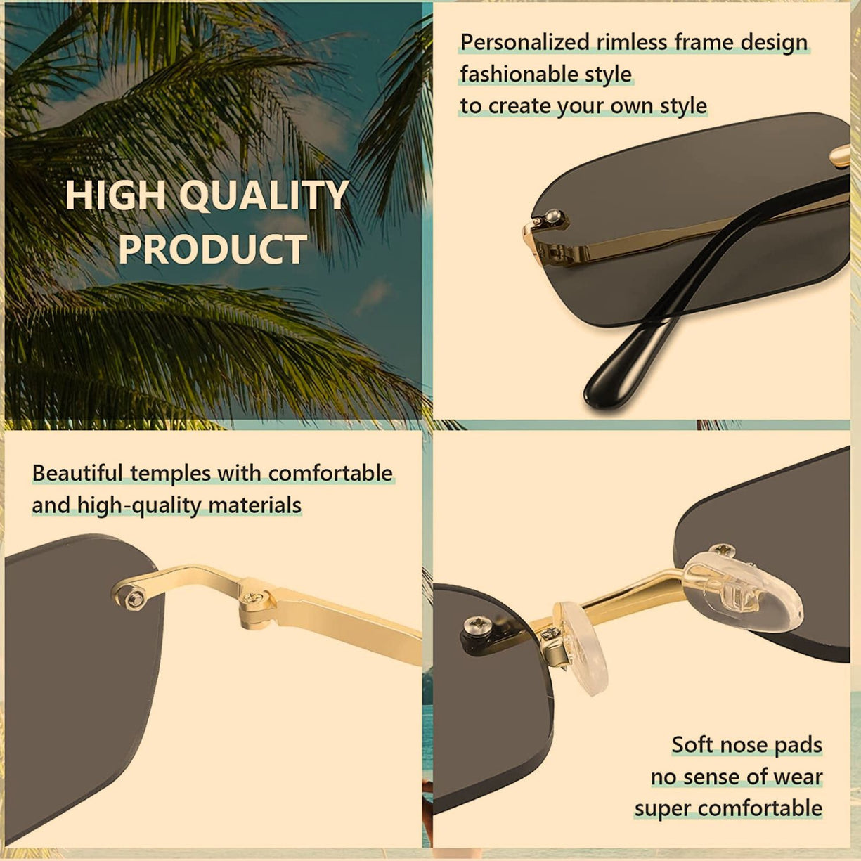 Black Rim less sunglasses for men and women unsex latest stylish