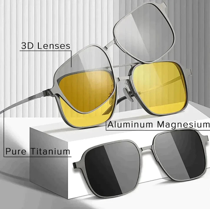 3 in 1 magnetic clip on eyeglasses + sunglasses All in One