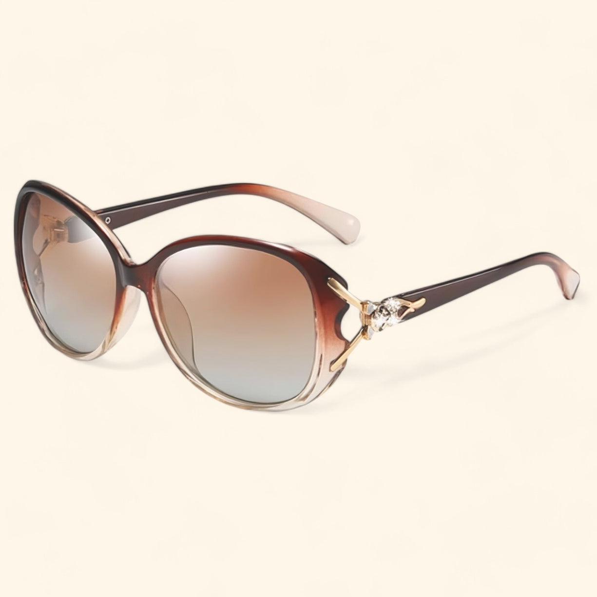 Oval trendy design brown sunglasses for women
