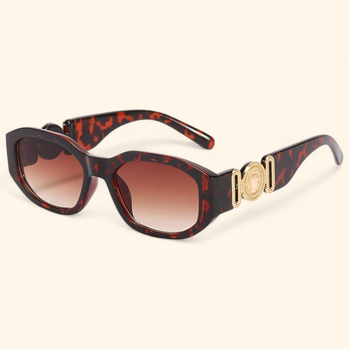 Tiger print VINTAGE RECTANGULAR SUNGLASSES thick side design