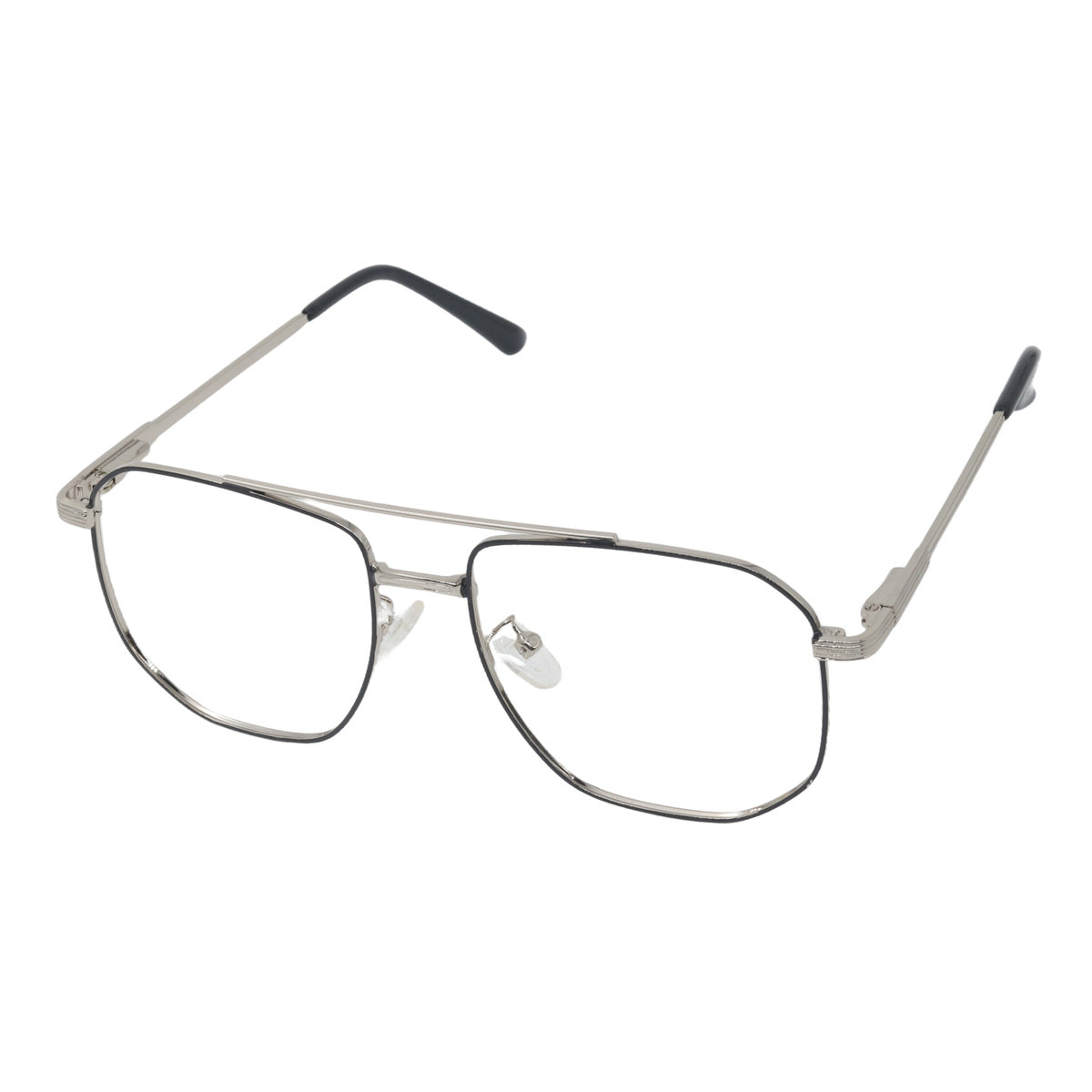 Metal Full rim square Frame for Men silver and Black colour