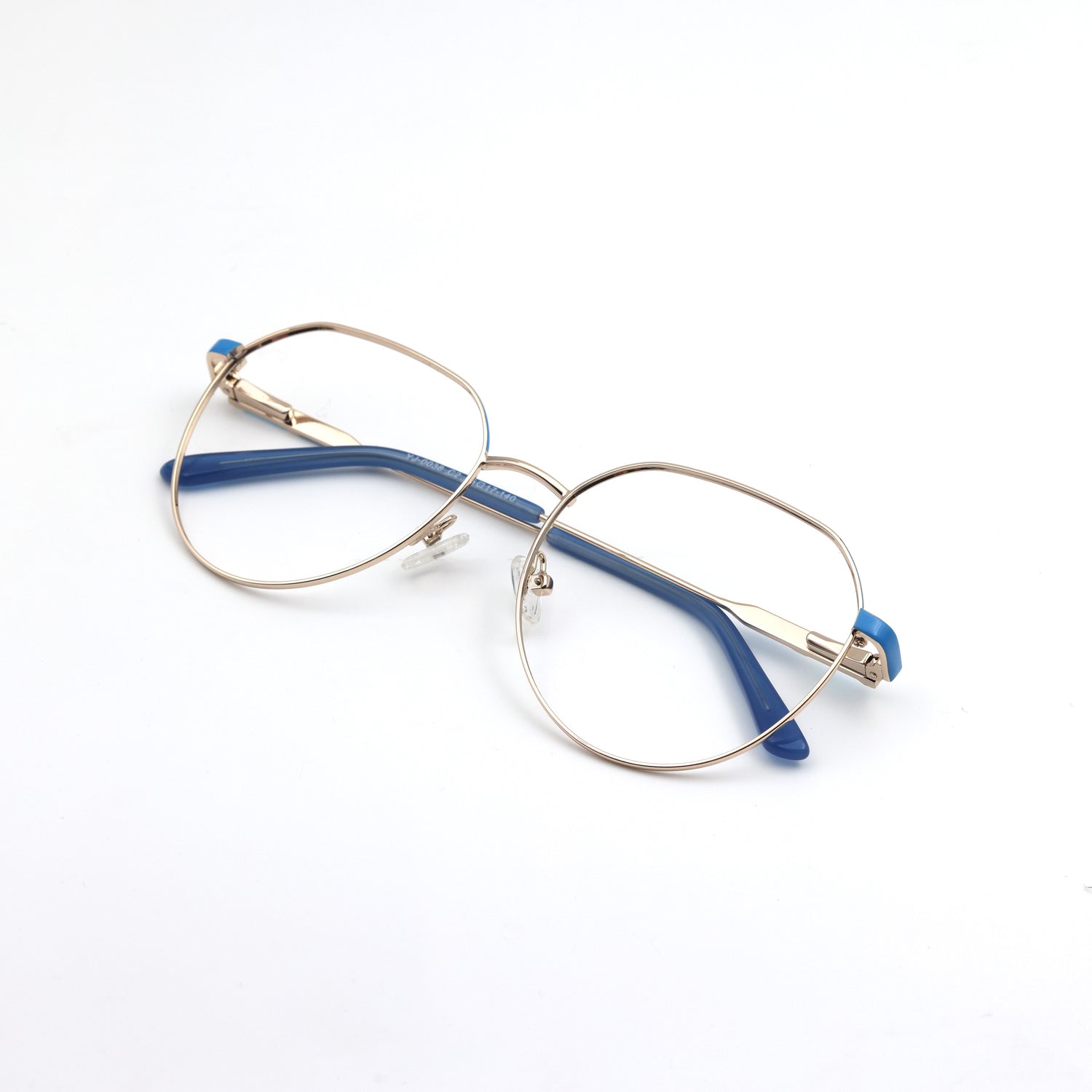 Golden and Blue Shade Metallic Hexagon Full Rim Frame