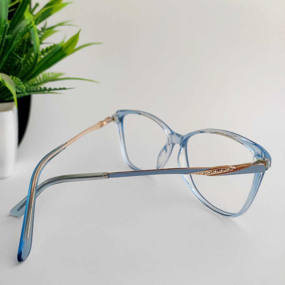 Blue transparency cat eye Full Rim frame