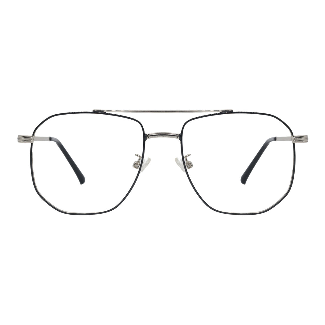 Metal Full rim square Frame for Men silver and Black colour