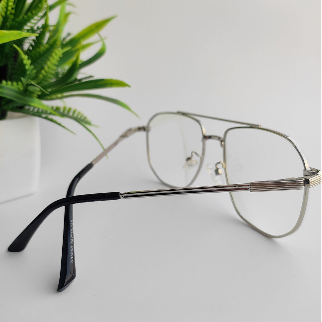 Metal full square shape frame silver & black