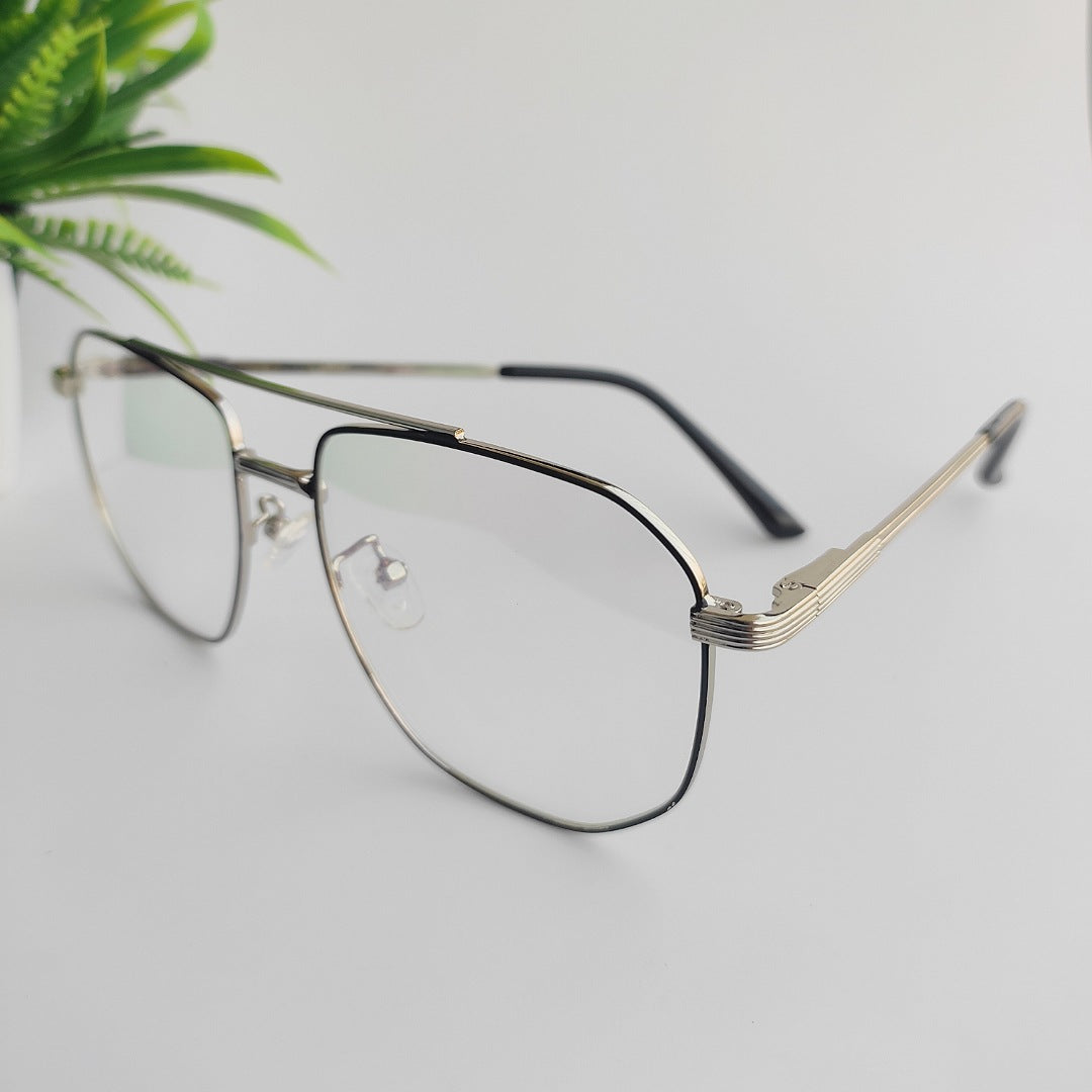 Metal full square shape frame silver & black