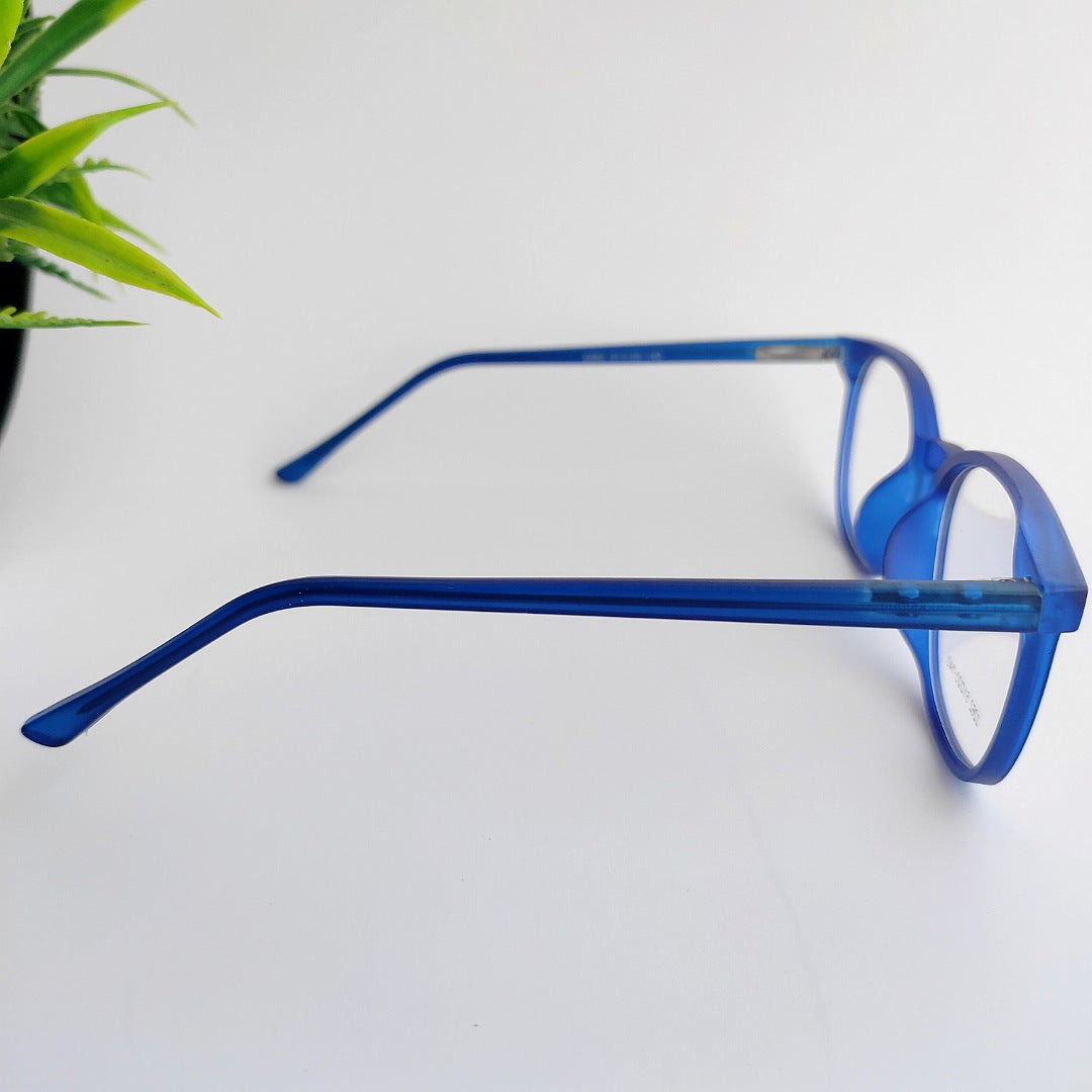Square matt blue full rim frame