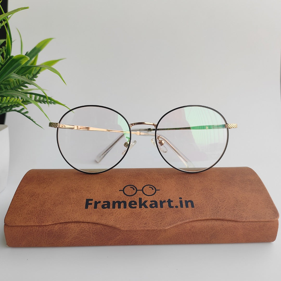 Metal round full rim frame golden & Black