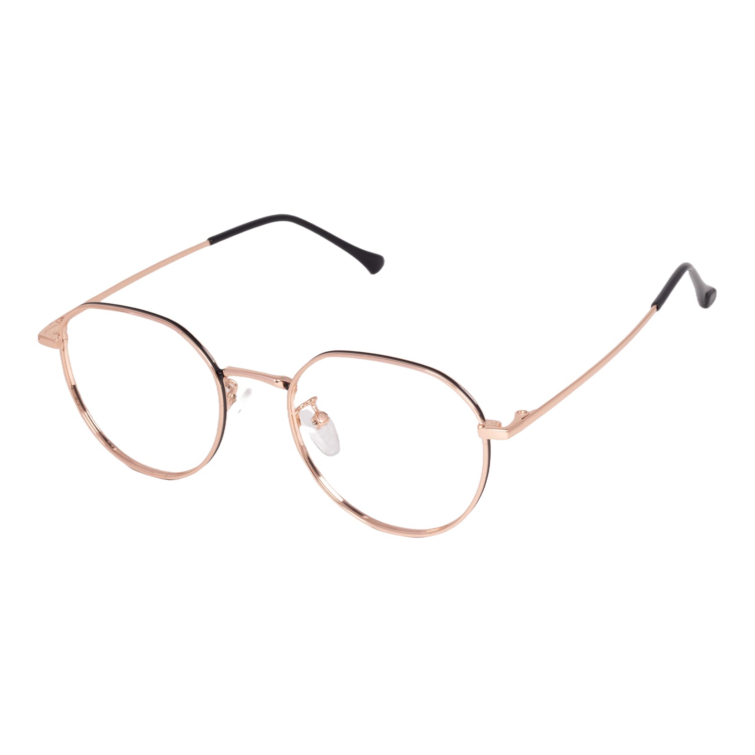 Round Golden &amp; Black Full Rim Metal Frame