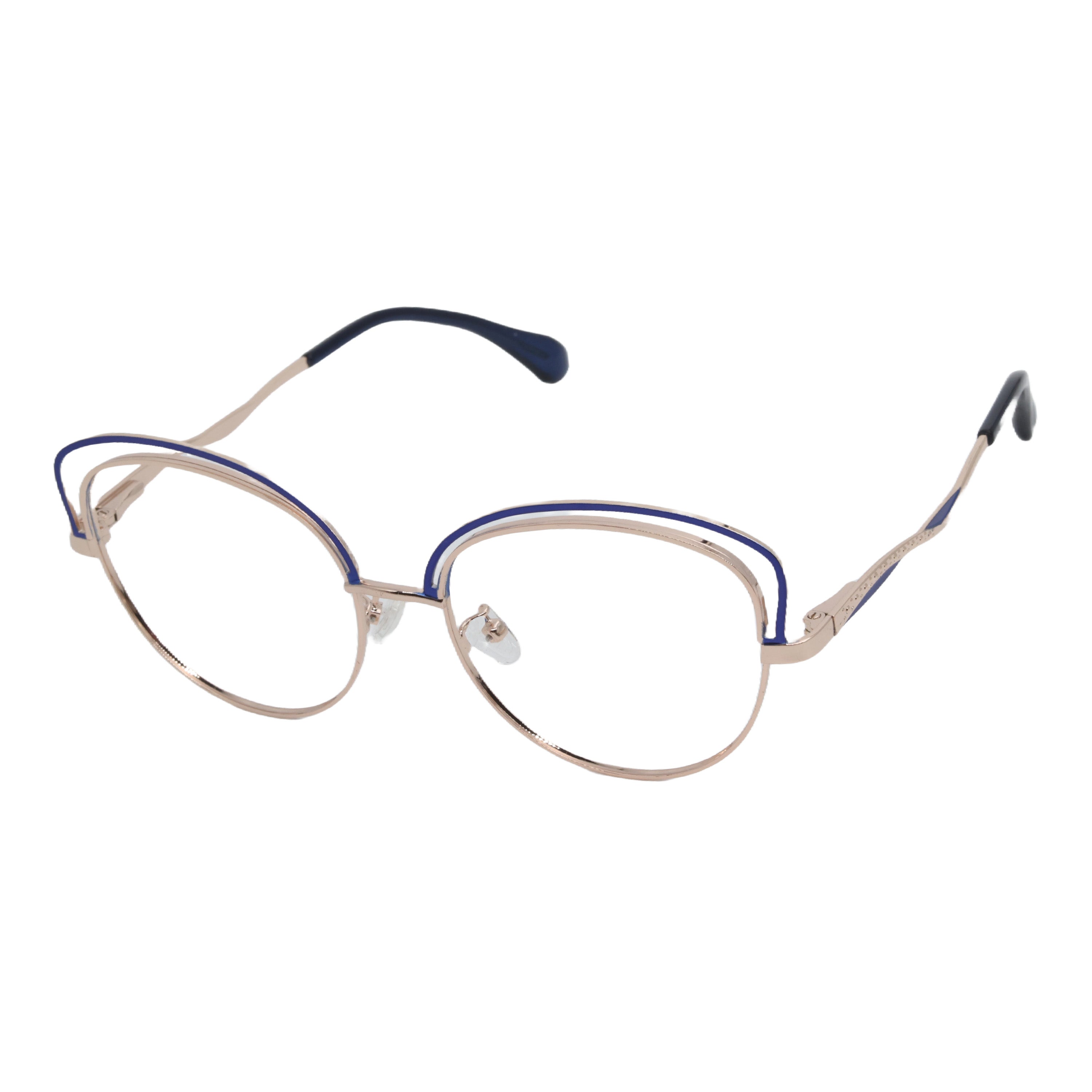 Golden &amp; blue silver cat eye oversized frame for women