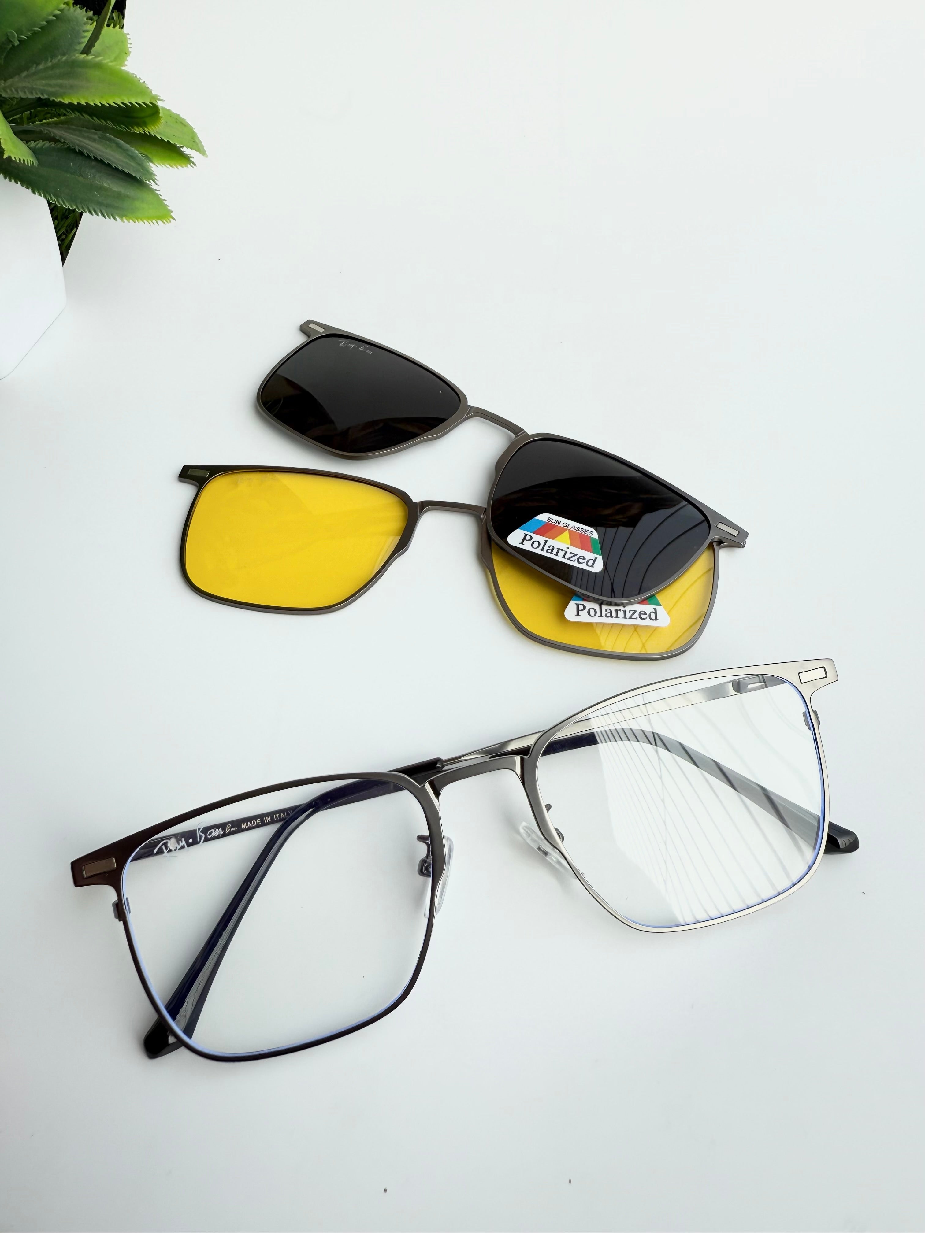 Regular rectangular shape clip-on eyeglasses