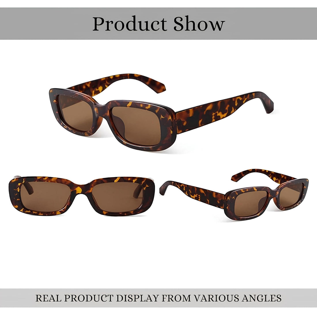 Rectro Series Retro Rectangular Sunglasses - Leopard Print
