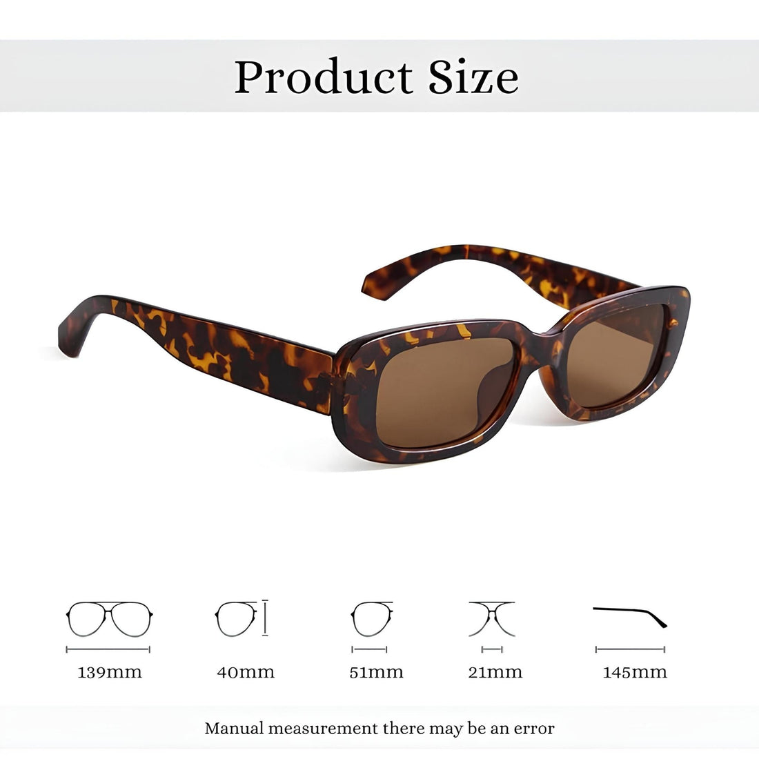 Rectro Series Retro Rectangular Sunglasses - Leopard Print