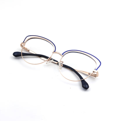 Golden &amp; blue silver cat eye oversized frame for women