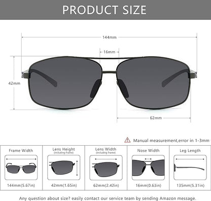 Men Rectangular Polarization Sunglasses for sports and riding