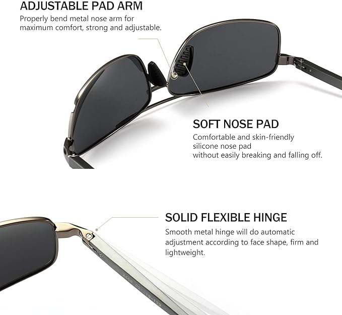 Men Rectangular Polarization Sunglasses for sports and riding