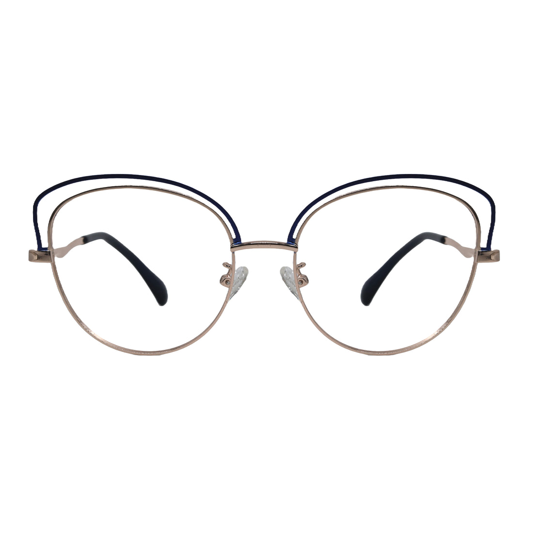 Golden &amp; blue silver cat eye oversized frame for women