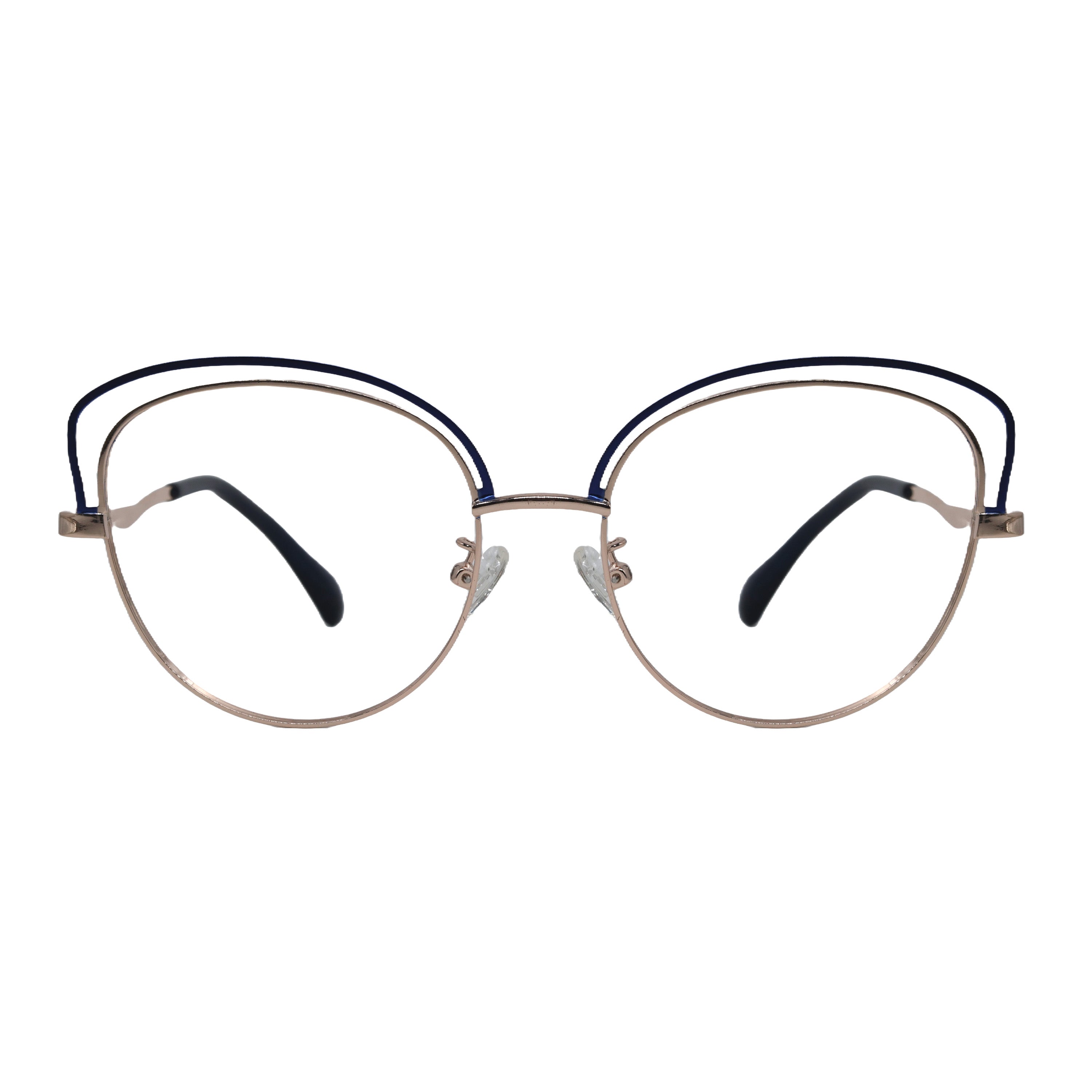 Golden &amp; blue silver cat eye oversized frame for women