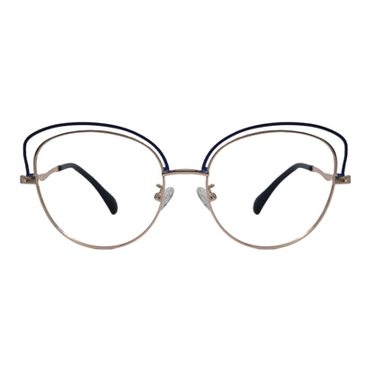 Golden &amp; blue silver cat eye oversized frame for women