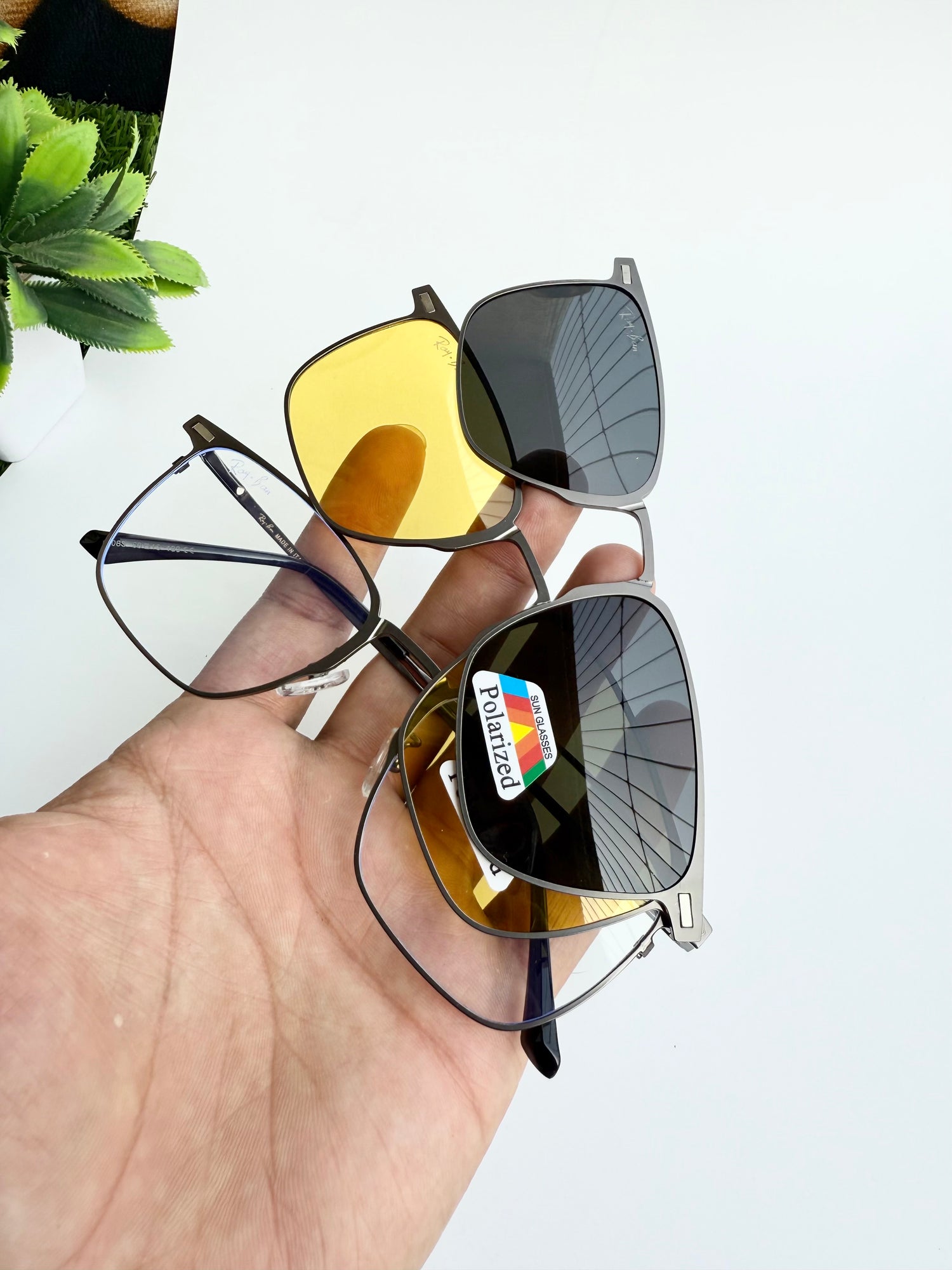 Regular rectangular shape clip-on eyeglasses