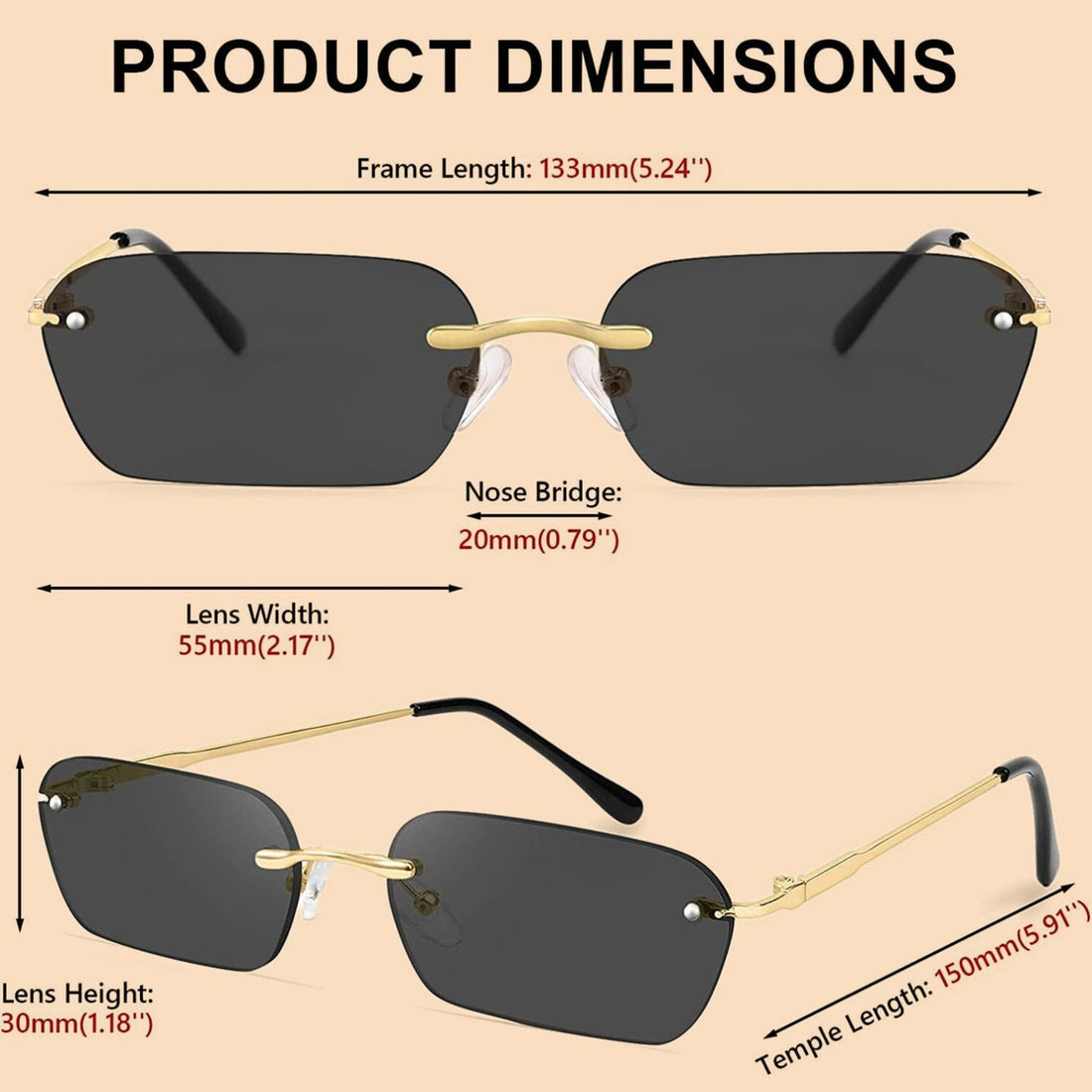 Black Rim less sunglasses for men and women unsex latest stylish