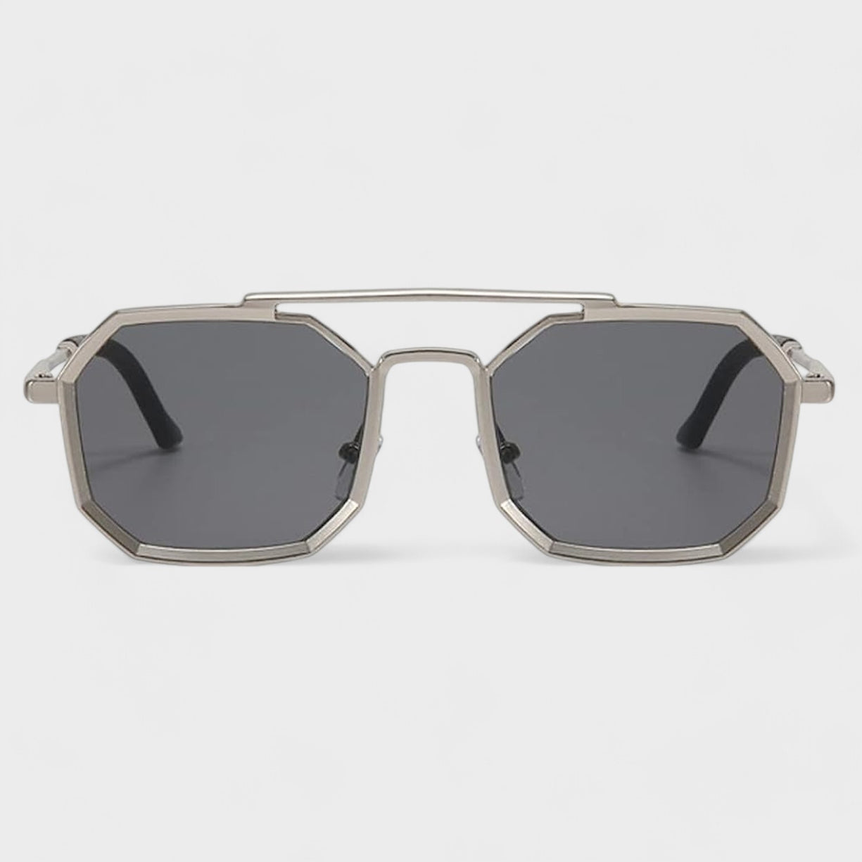 VINTAGE SQUARE Gun Matt metal SILVER HEXAGONAL SUNGLASSES for men and women