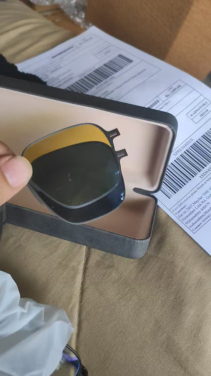 Metal double bridge gun metal clip-on eyeglasses