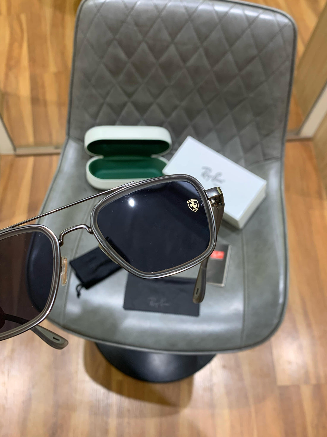 R-B Trendy square shape sunglasses polorized medium size black tint