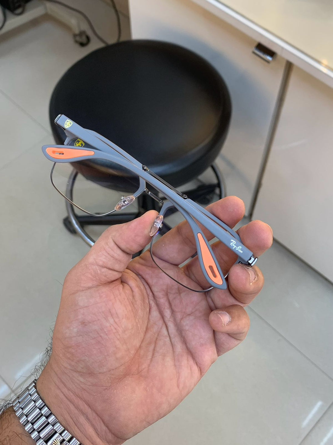 METAL Matt GREY BLUE CUT UV-400 Frame ( power lens Available)