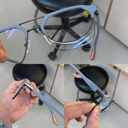 METAL Matt GREY BLUE CUT UV-400 Frame ( power lens Available)