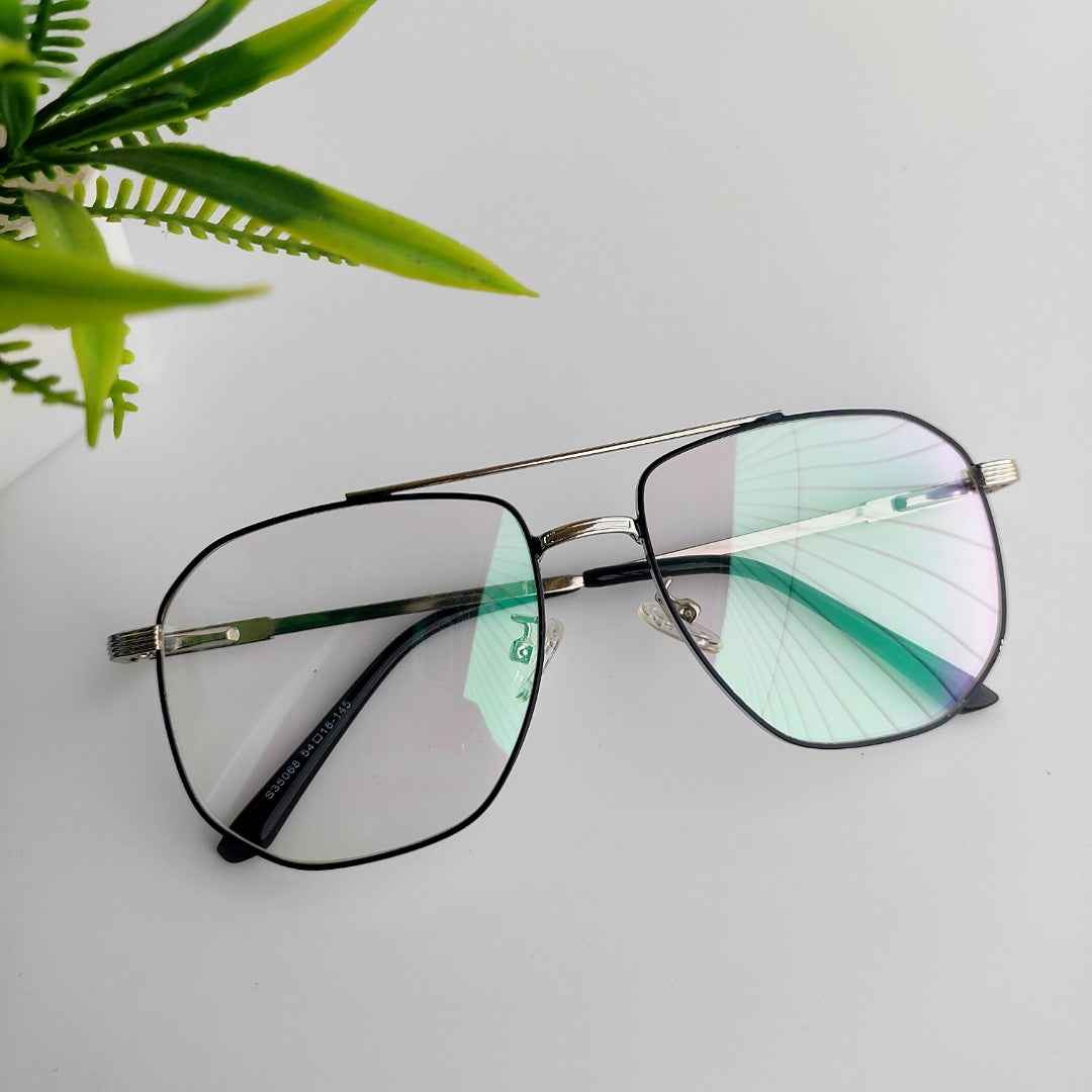 Metal full square shape frame silver & black