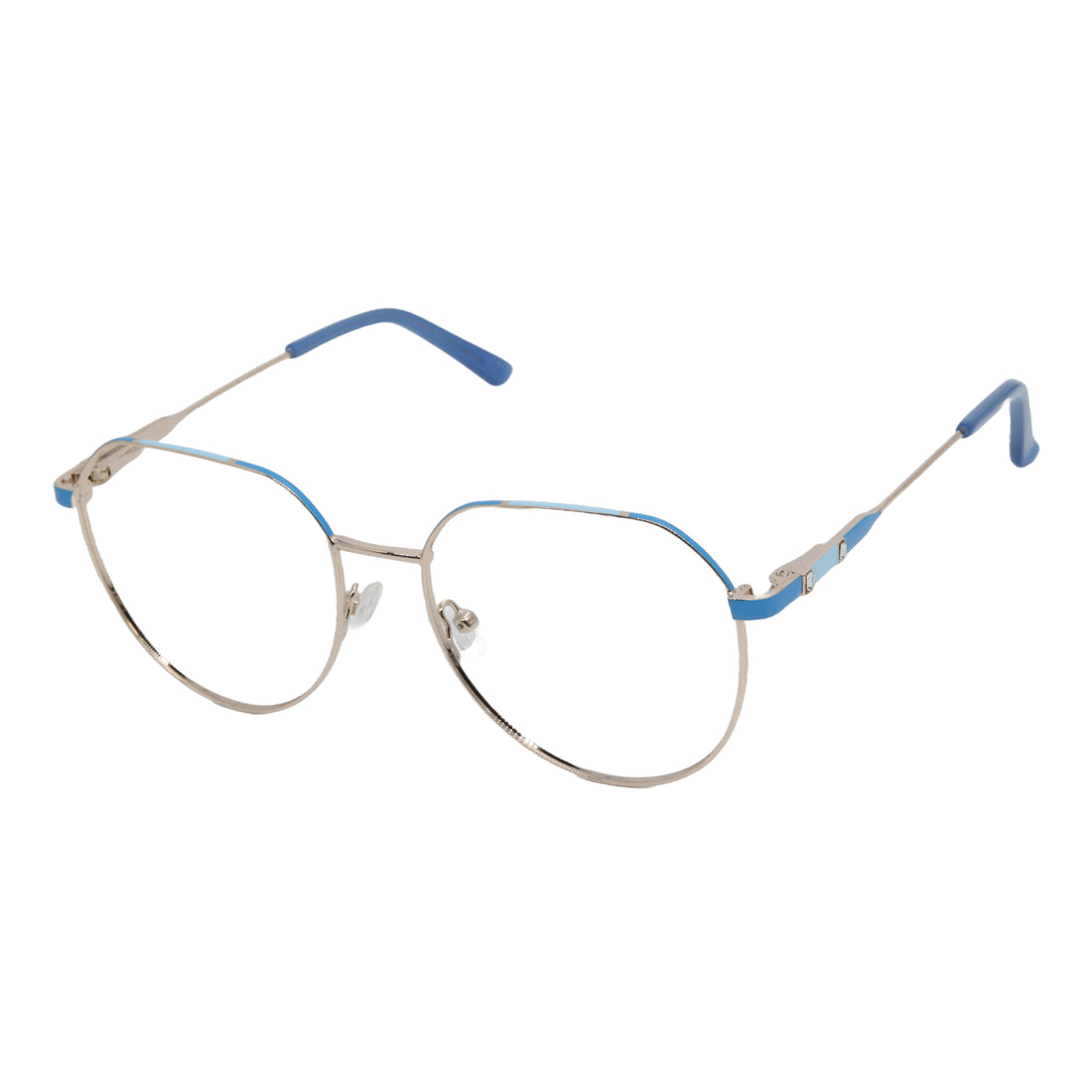 Golden and Blue Shade Metallic Hexagon Full Rim Frame