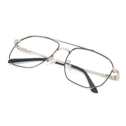 Metal Full rim square Frame for Men silver and Black colour
