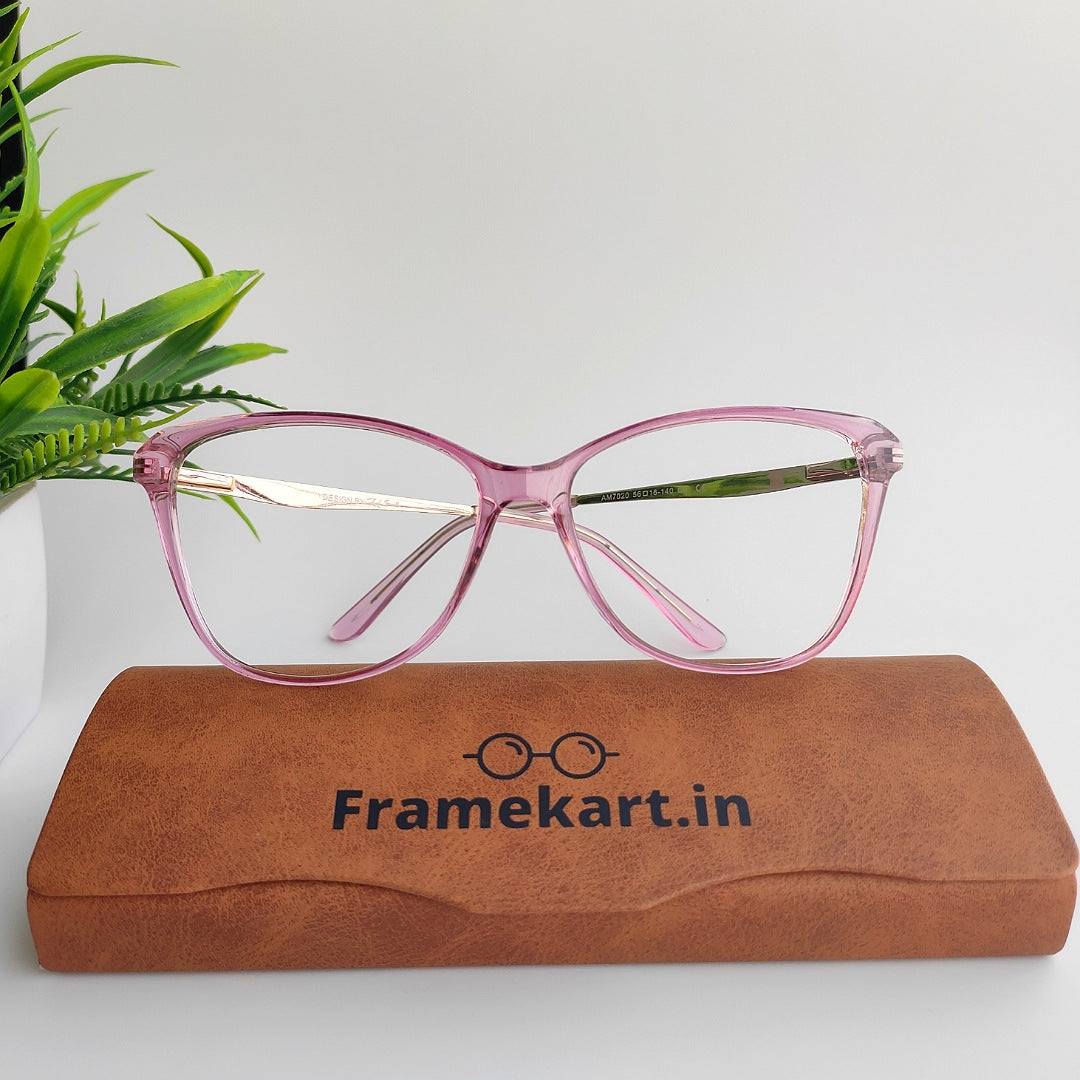 Transparency pink cateye oversized plastic frame