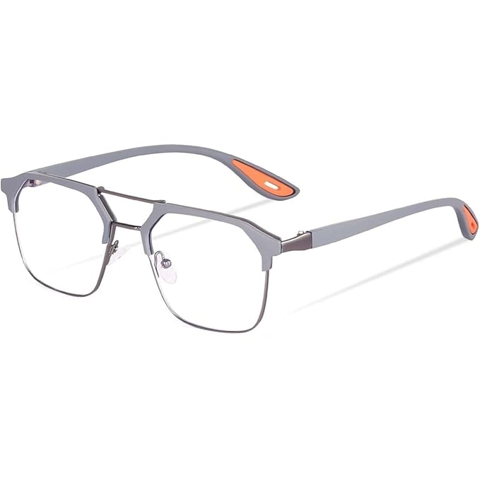 METAL Matt GREY BLUE CUT UV-400 Frame ( power lens Available)