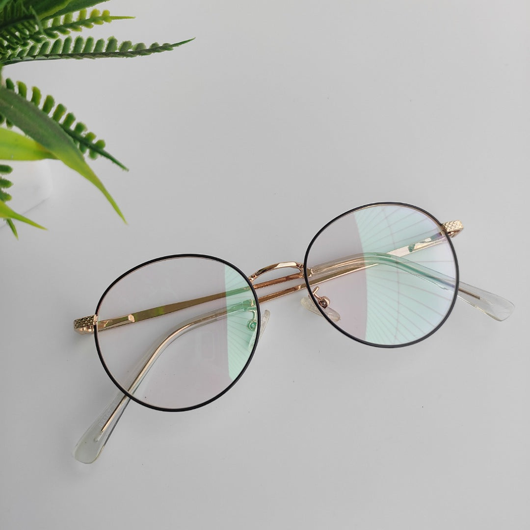 Metal round full rim frame golden & Black