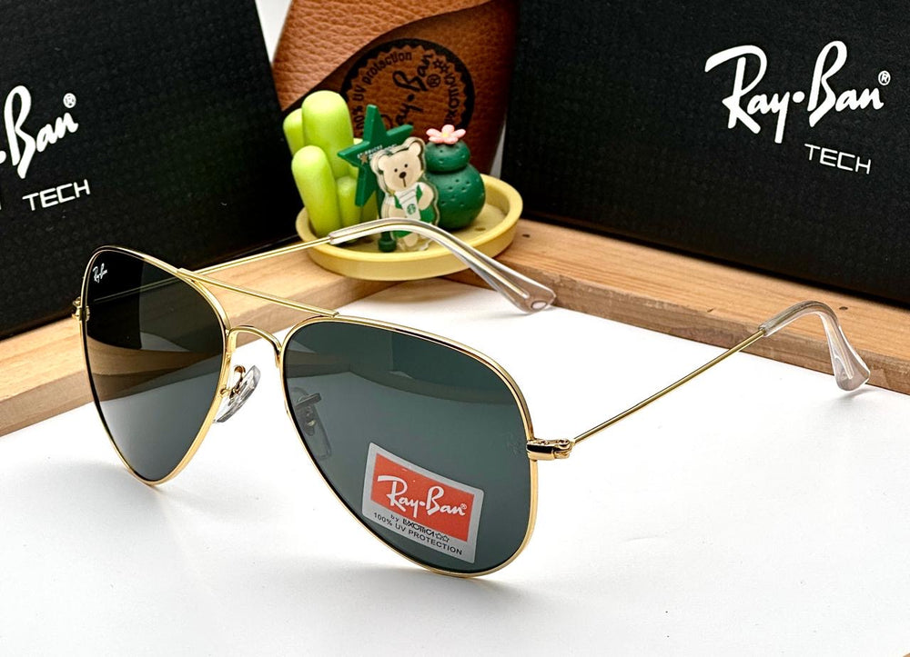 RB AVIATOR CLASSIC GOLD and brown glass UV-400 SUNGLASSES