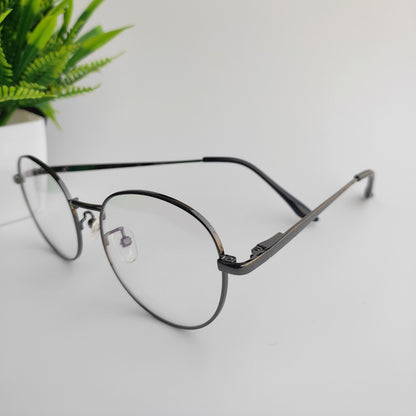 Round black gun metal Full rim frame unsex