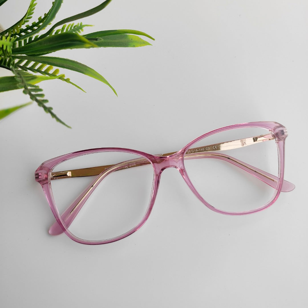 Transparency pink cateye oversized plastic frame