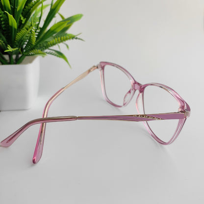 Transparency pink cateye oversized plastic frame