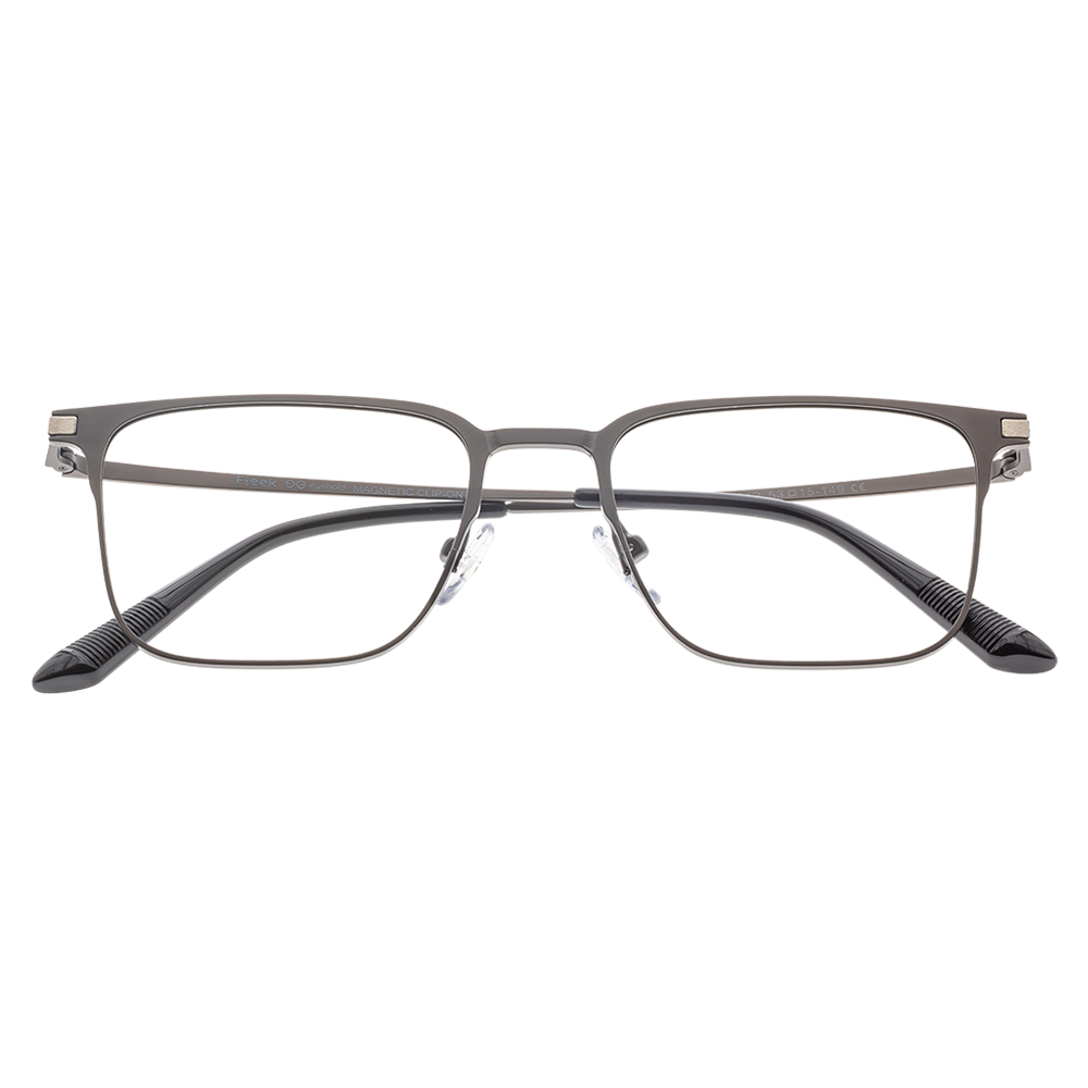 3 in 1 rectangular metal frame Polarized Dark Grey, Night Vision Driving clips , UV Protection, Lightweight Frame