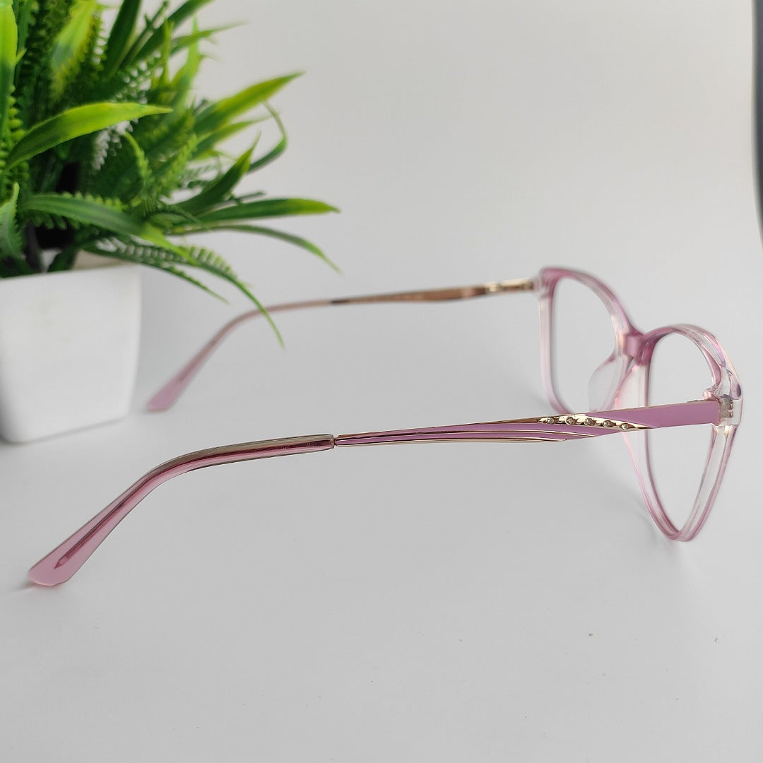 Transparency pink cateye oversized plastic frame